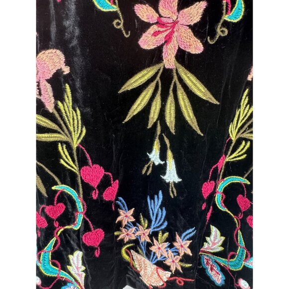 Johnny Was Amarylla Velvet Pop Over Shirt Size S Black Colorful Embroidered - Picture 6 of 8